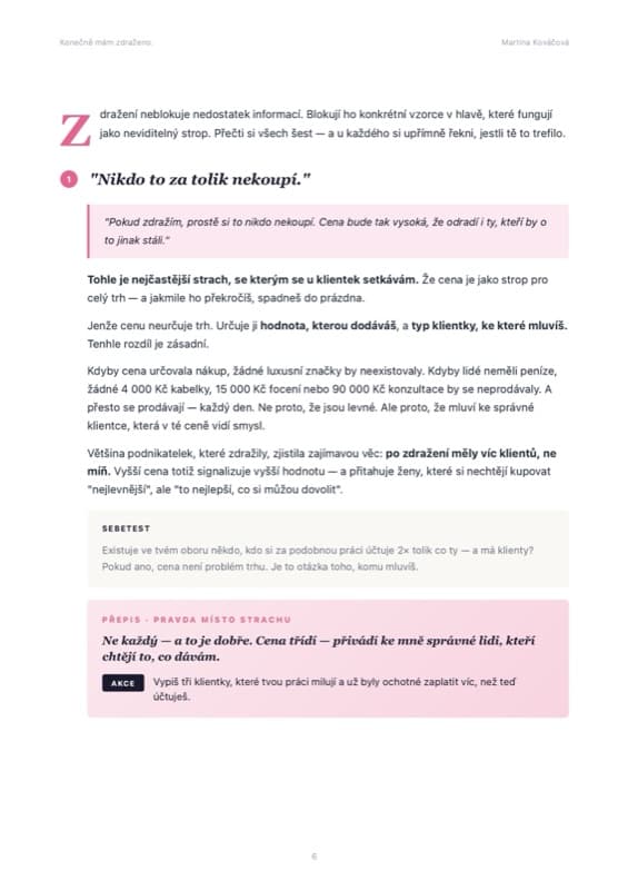 Vzorec 1 z ebooku — Nikdo to za tolik nekoupí, s boxem PŘEPIS a AKCE
