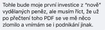 Zpráva klientky: po přečtení PDF se ve mně něco zlomilo a vnímám se i podnikání jinak